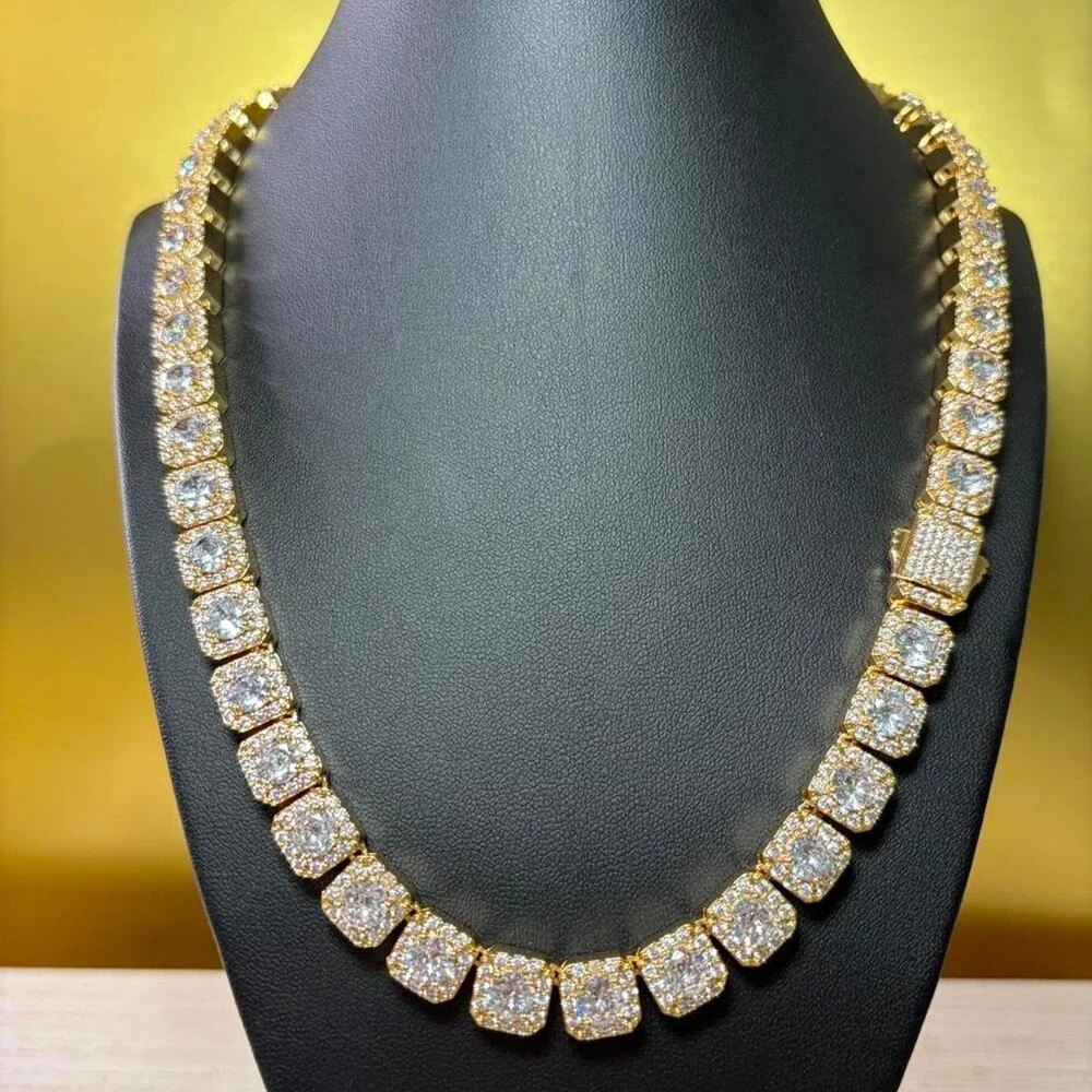 Gold Tennis Cluster Necklace 20 Inch 99 D 6